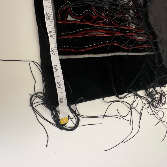 black, burgundy and silver burnout velvet scarf silk blend. - Picture 7 of 7